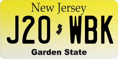 NJ license plate J20WBK