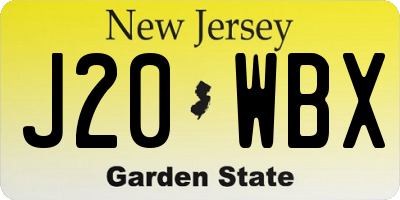 NJ license plate J20WBX