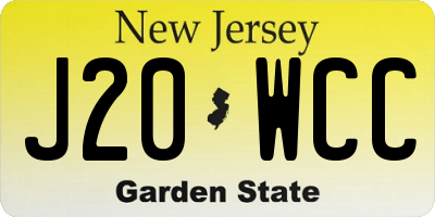 NJ license plate J20WCC
