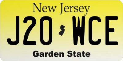 NJ license plate J20WCE
