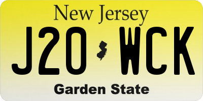 NJ license plate J20WCK