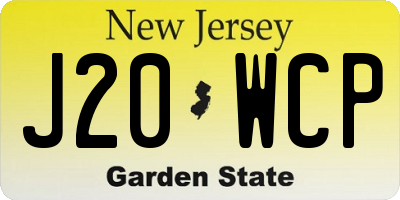 NJ license plate J20WCP