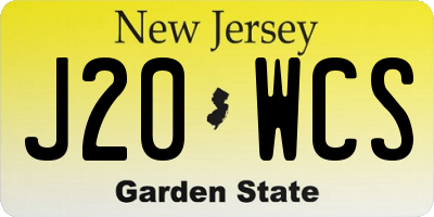 NJ license plate J20WCS