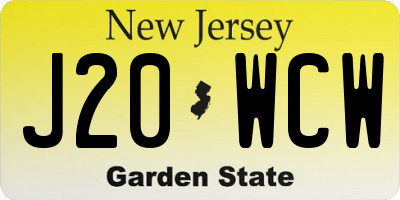 NJ license plate J20WCW