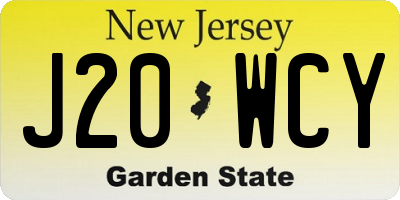 NJ license plate J20WCY