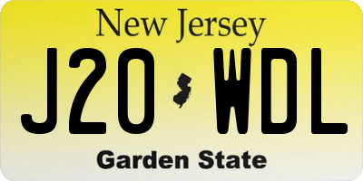 NJ license plate J20WDL