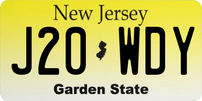 NJ license plate J20WDY