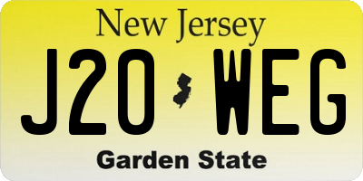 NJ license plate J20WEG