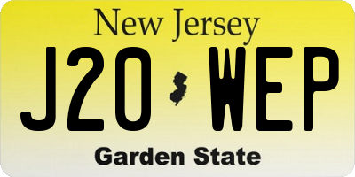 NJ license plate J20WEP