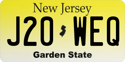 NJ license plate J20WEQ