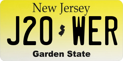 NJ license plate J20WER