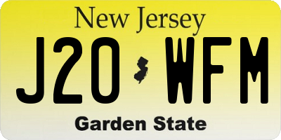 NJ license plate J20WFM