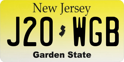 NJ license plate J20WGB