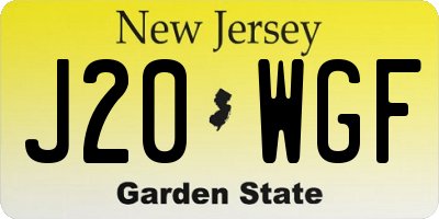 NJ license plate J20WGF