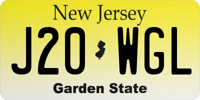 NJ license plate J20WGL