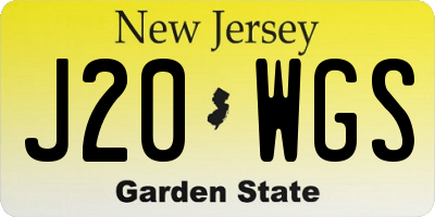 NJ license plate J20WGS