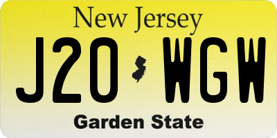 NJ license plate J20WGW