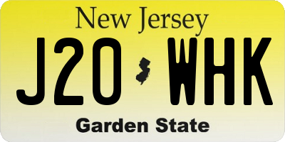 NJ license plate J20WHK