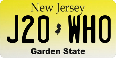 NJ license plate J20WHO