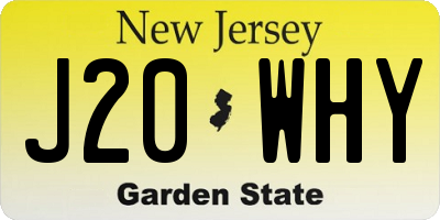 NJ license plate J20WHY