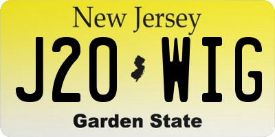 NJ license plate J20WIG