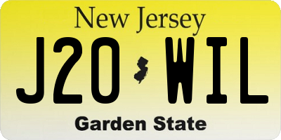NJ license plate J20WIL