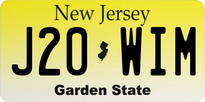 NJ license plate J20WIM