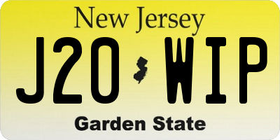 NJ license plate J20WIP