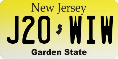 NJ license plate J20WIW