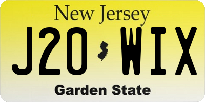 NJ license plate J20WIX