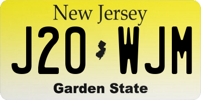 NJ license plate J20WJM