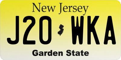 NJ license plate J20WKA