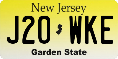 NJ license plate J20WKE