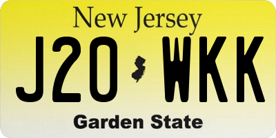 NJ license plate J20WKK