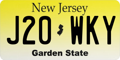 NJ license plate J20WKY