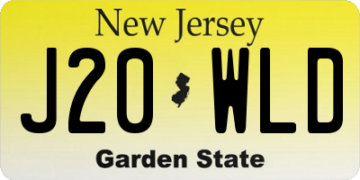NJ license plate J20WLD