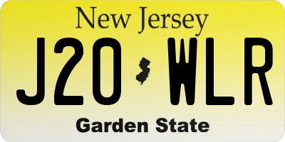 NJ license plate J20WLR