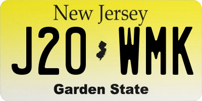 NJ license plate J20WMK