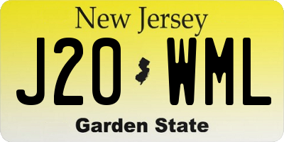 NJ license plate J20WML