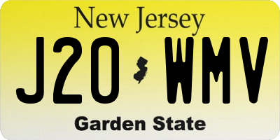 NJ license plate J20WMV