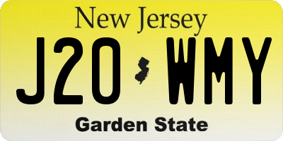 NJ license plate J20WMY