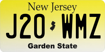 NJ license plate J20WMZ