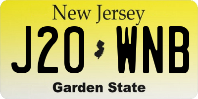 NJ license plate J20WNB