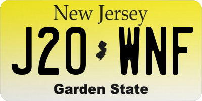 NJ license plate J20WNF