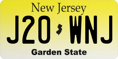 NJ license plate J20WNJ