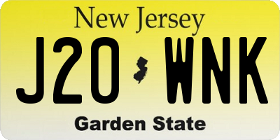 NJ license plate J20WNK
