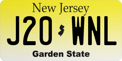 NJ license plate J20WNL