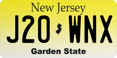 NJ license plate J20WNX