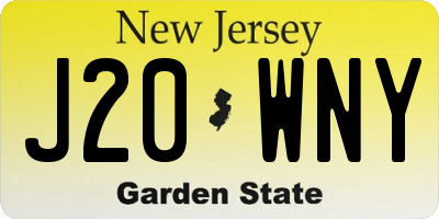 NJ license plate J20WNY
