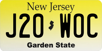 NJ license plate J20WOC
